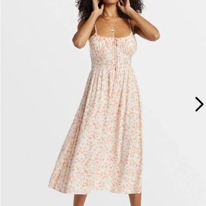 Billabong Orange and White Spaghetti Strap Sundress Midi